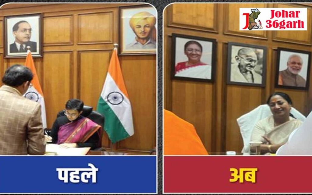 कार्यालय से हटाई डॉ. अम्बेडकर और भगत सिंह की तश्वीर