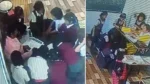 नन्हे बच्चों से पैर दबावती दिखी मैडम