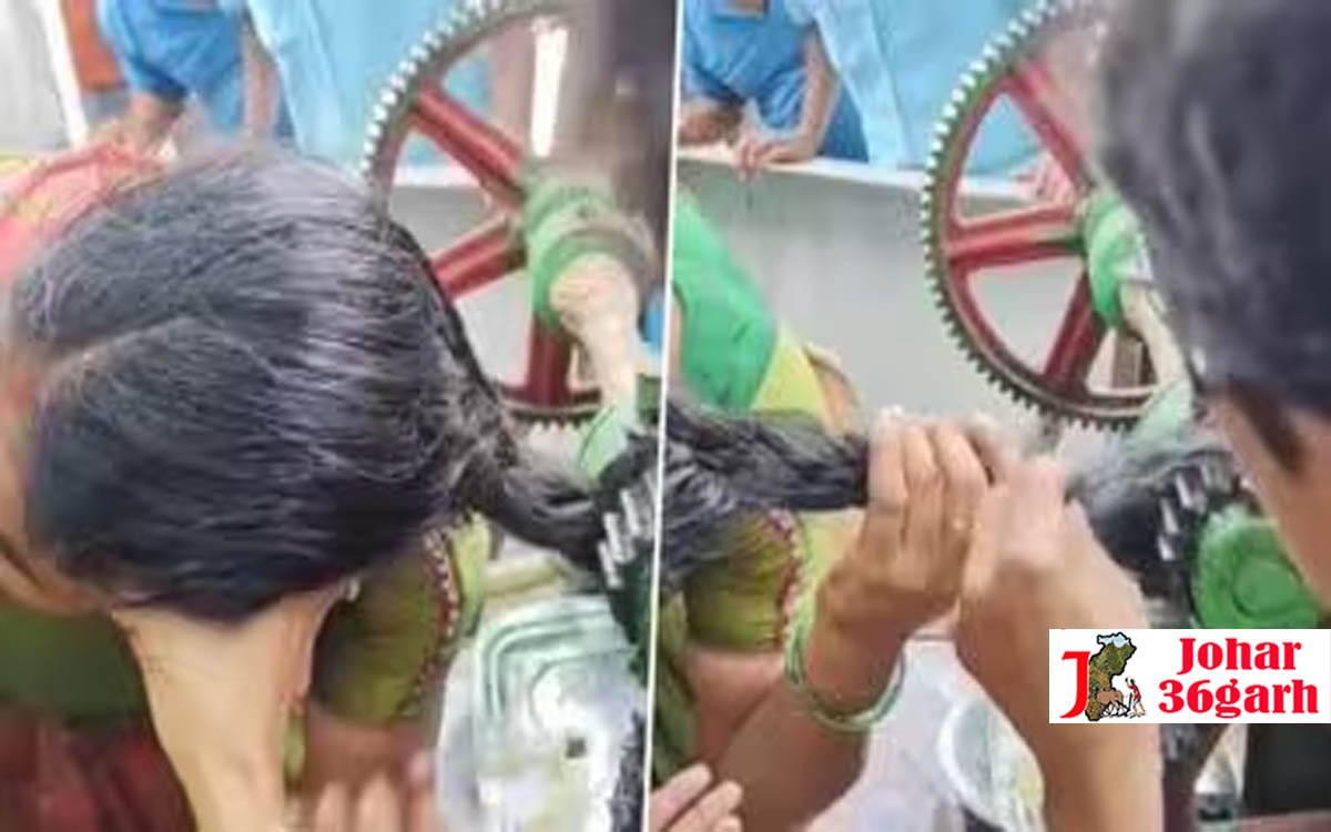 गन्ना जूस पीने पहुंची महिला, मशीन में फंस गई चोटी, बाल-बाल बची जान, देखें विडियो