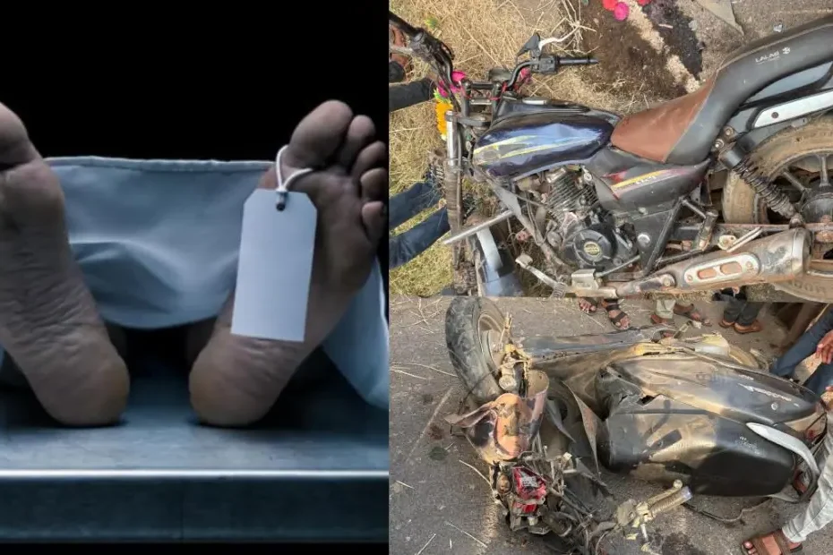 बाइक और स्कूटी के आमने-सामने की भीषण टक्कर