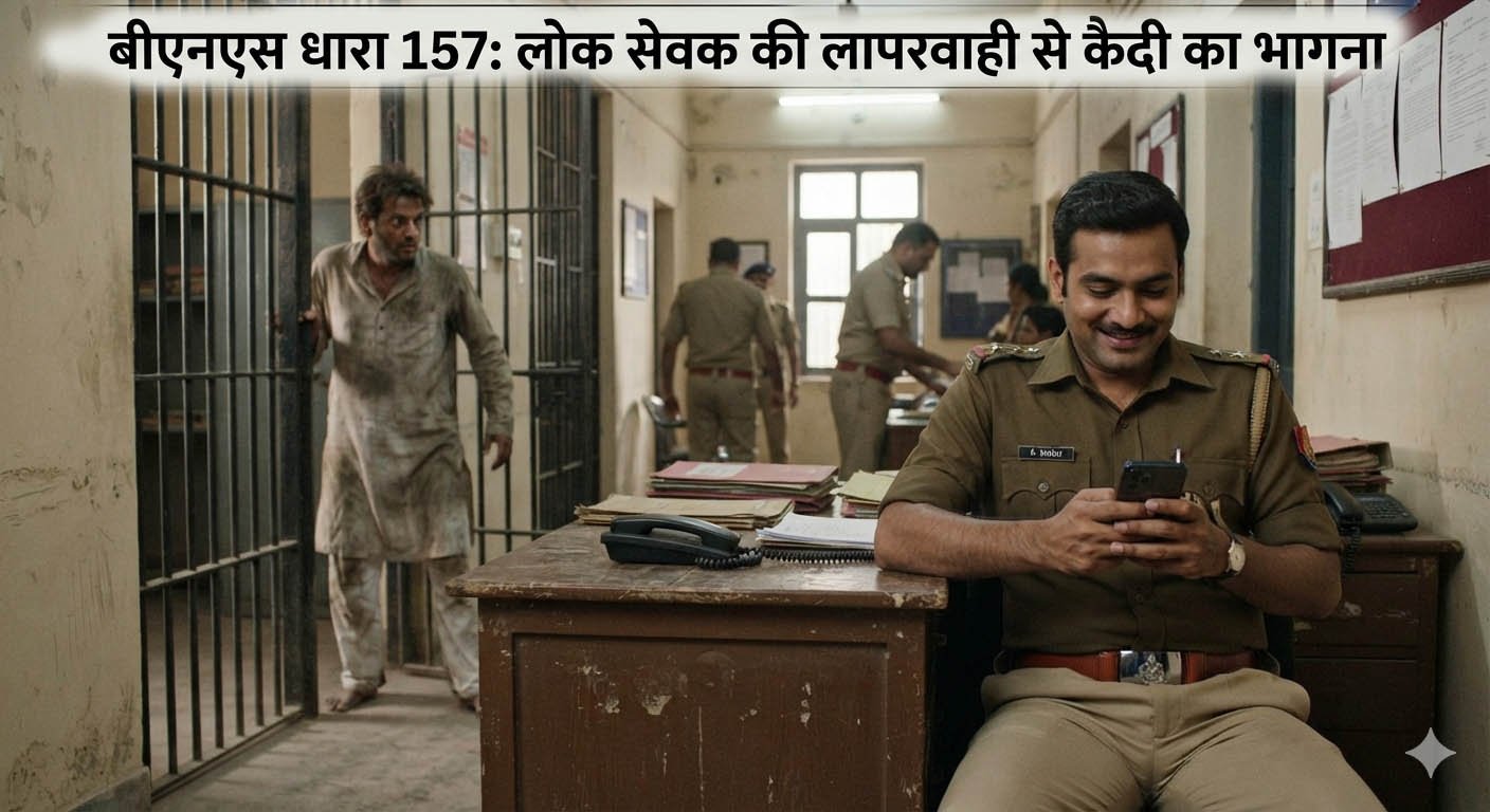 बीएनएस धारा 157, लोक सेवक लापरवाही से ऐसे कैदी को भागने के लिए पीड़ित कर रहा है