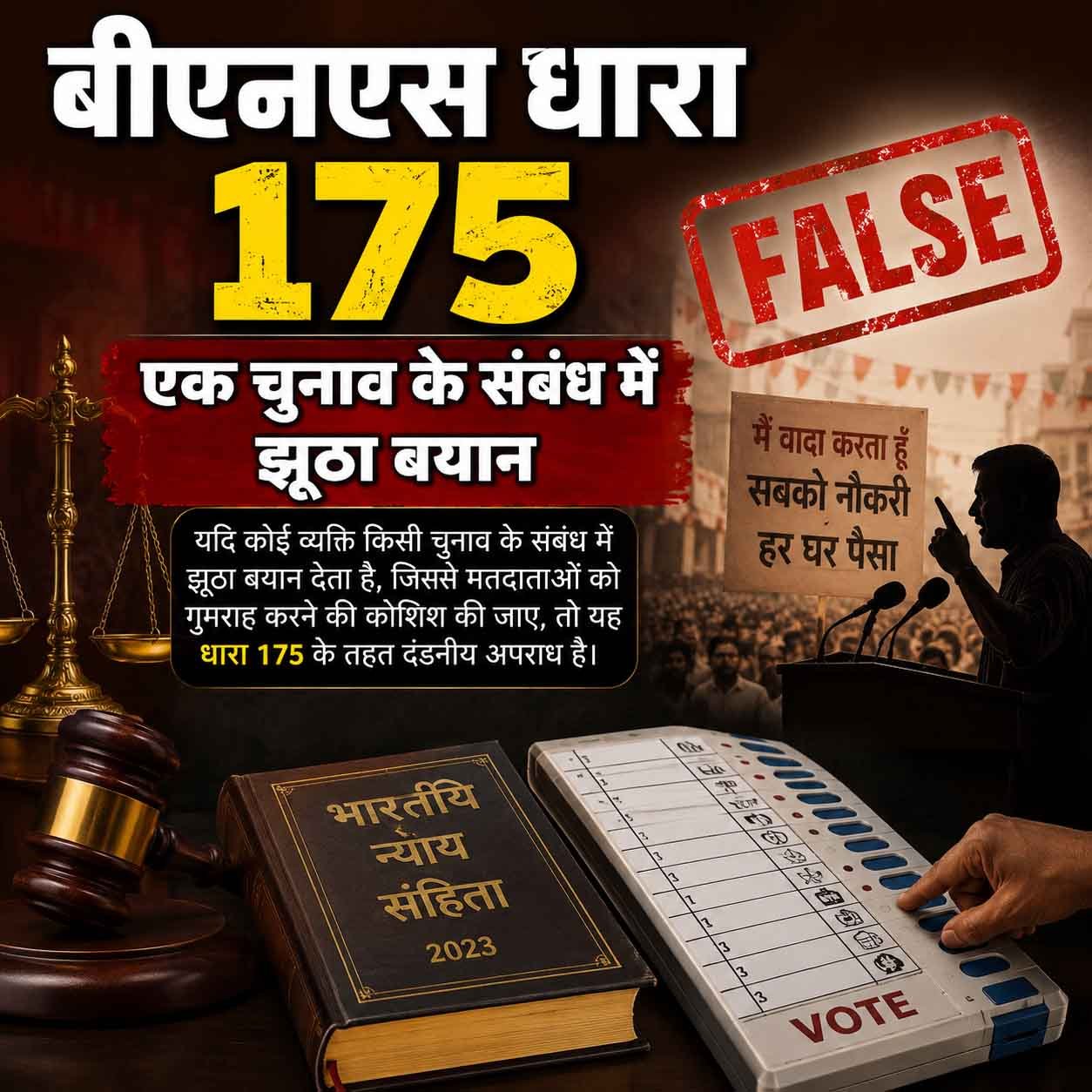 बीएनएस धारा 175, एक चुनाव के संबंध में झूठा बयान