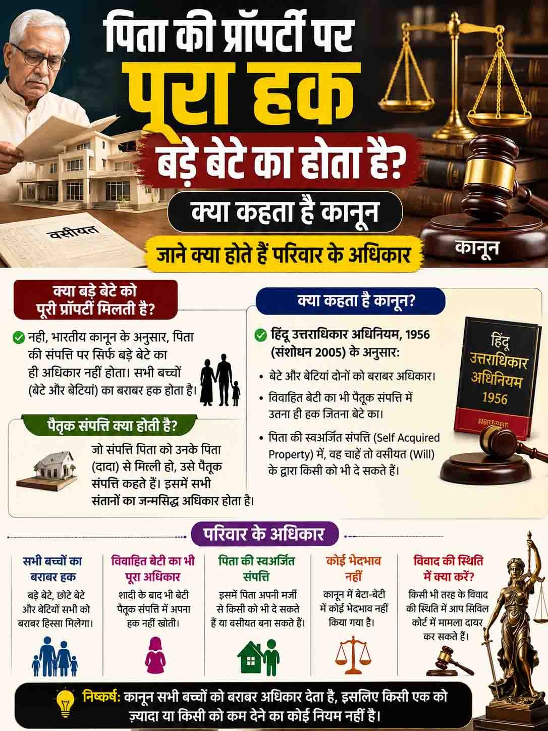 पिता की प्रॉपर्टी पर पूरा हक बड़े बेटे का होता है?, क्या कहता है कानून, जाने क्या होते हैं परिवार के अधिकार