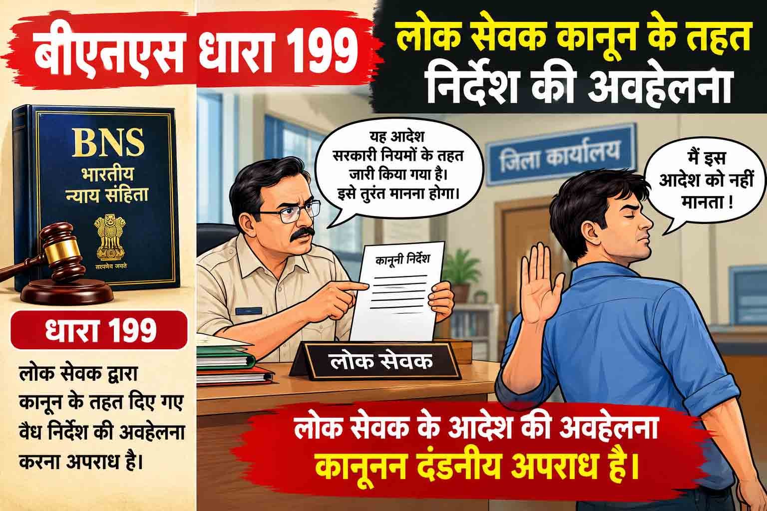 बीएनएस धारा 199, लोक सेवक कानून के तहत निर्देश की अवहेलना