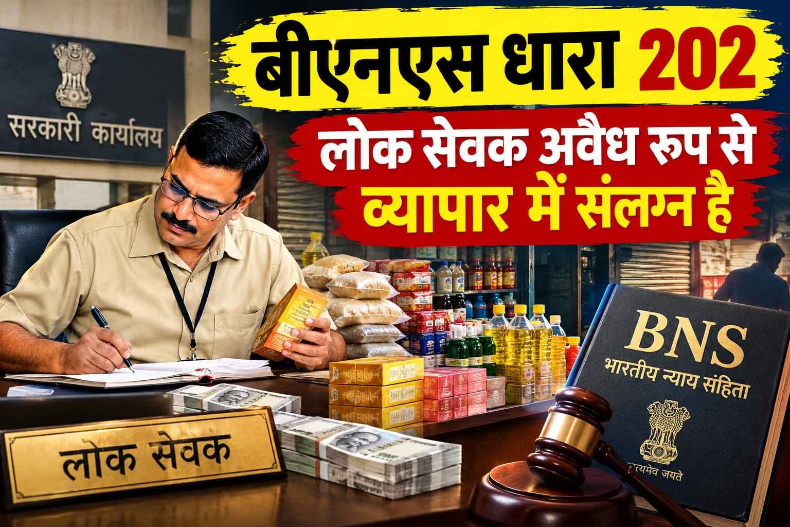 बीएनएस धारा 202, लोक सेवक अवैध रूप से व्यापार में संलग्न है